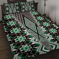Green Aotearoa Tukutuku and Poutama Motif Quilt Bed Set LT03 Green - Polynesian Pride