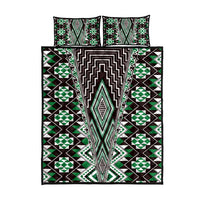 Green Aotearoa Tukutuku and Poutama Motif Quilt Bed Set LT03 - Polynesian Pride