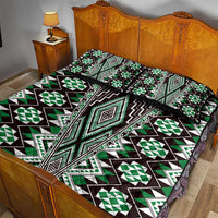 Green Aotearoa Tukutuku and Poutama Motif Quilt Bed Set LT03 - Polynesian Pride