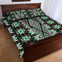 Green Aotearoa Tukutuku and Poutama Motif Quilt Bed Set LT03 - Polynesian Pride