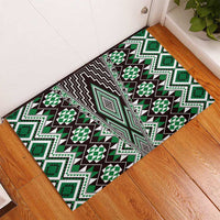 Green Aotearoa Tukutuku and Poutama Motif Rubber Doormat LT03 - Polynesian Pride