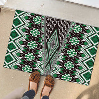 Green Aotearoa Tukutuku and Poutama Motif Rubber Doormat LT03 - Polynesian Pride