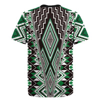 Green Aotearoa Tukutuku and Poutama Motif Rugby Jersey LT03 - Polynesian Pride