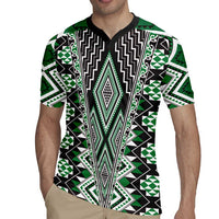 Green Aotearoa Tukutuku and Poutama Motif Rugby Jersey LT03 - Polynesian Pride