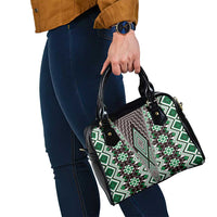 Green Aotearoa Tukutuku and Poutama Motif Shoulder Handbag LT03 - Polynesian Pride