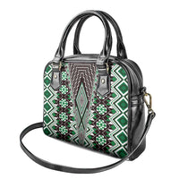 Green Aotearoa Tukutuku and Poutama Motif Shoulder Handbag LT03 - Polynesian Pride