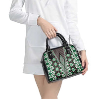 Green Aotearoa Tukutuku and Poutama Motif Shoulder Handbag LT03 - Polynesian Pride