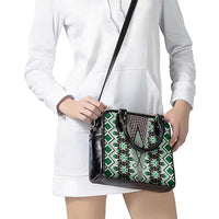 Green Aotearoa Tukutuku and Poutama Motif Shoulder Handbag LT03 - Polynesian Pride
