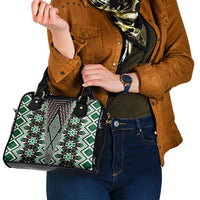 Green Aotearoa Tukutuku and Poutama Motif Shoulder Handbag LT03 - Polynesian Pride