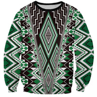 Green Aotearoa Tukutuku and Poutama Motif Sweatshirt LT03 Unisex Green - Polynesian Pride