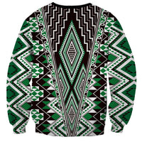 Green Aotearoa Tukutuku and Poutama Motif Sweatshirt LT03 - Polynesian Pride