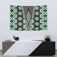 Green Aotearoa Tukutuku and Poutama Motif Tapestry LT03 - Polynesian Pride