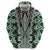 Green Aotearoa Tukutuku and Poutama Motif Zip Hoodie