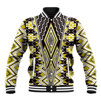 Yellow Aotearoa Tukutuku and Poutama Motif Baseball Jacket LT03 Unisex Yellow - Polynesian Pride