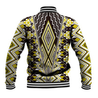 Yellow Aotearoa Tukutuku and Poutama Motif Baseball Jacket LT03 - Polynesian Pride