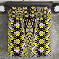 Yellow Aotearoa Tukutuku and Poutama Motif Bedding Set LT03 Yellow - Polynesian Pride