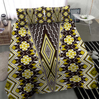 Yellow Aotearoa Tukutuku and Poutama Motif Bedding Set LT03 - Polynesian Pride