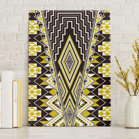 Yellow Aotearoa Tukutuku and Poutama Motif Canvas Wall Art LT03 Without Frame Yellow - Polynesian Pride