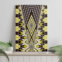 Yellow Aotearoa Tukutuku and Poutama Motif Canvas Wall Art LT03 - Polynesian Pride