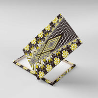 Yellow Aotearoa Tukutuku and Poutama Motif Canvas Wall Art LT03 With Frame Yellow - Polynesian Pride