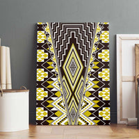 Yellow Aotearoa Tukutuku and Poutama Motif Canvas Wall Art LT03 - Polynesian Pride