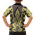 Yellow Aotearoa Tukutuku and Poutama Motif Family Matching Long Sleeve Bodycon Dress and Hawaiian Shirt