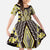 Yellow Aotearoa Tukutuku and Poutama Motif Family Matching Long Sleeve Bodycon Dress and Hawaiian Shirt