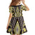 Yellow Aotearoa Tukutuku and Poutama Motif Family Matching Long Sleeve Bodycon Dress and Hawaiian Shirt