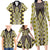 Yellow Aotearoa Tukutuku and Poutama Motif Family Matching Long Sleeve Bodycon Dress and Hawaiian Shirt