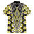 Yellow Aotearoa Tukutuku and Poutama Motif Family Matching Long Sleeve Bodycon Dress and Hawaiian Shirt