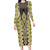 Yellow Aotearoa Tukutuku and Poutama Motif Family Matching Long Sleeve Bodycon Dress and Hawaiian Shirt