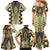 Yellow Aotearoa Tukutuku and Poutama Motif Family Matching Mermaid Dress and Hawaiian Shirt