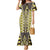 Yellow Aotearoa Tukutuku and Poutama Motif Family Matching Mermaid Dress and Hawaiian Shirt