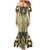 Yellow Aotearoa Tukutuku and Poutama Motif Family Matching Mermaid Dress and Hawaiian Shirt