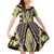 Yellow Aotearoa Tukutuku and Poutama Motif Family Matching Off Shoulder Short Dress and Hawaiian Shirt