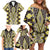 Yellow Aotearoa Tukutuku and Poutama Motif Family Matching Off Shoulder Short Dress and Hawaiian Shirt