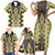 Yellow Aotearoa Tukutuku and Poutama Motif Family Matching Short Sleeve Bodycon Dress and Hawaiian Shirt