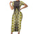 Yellow Aotearoa Tukutuku and Poutama Motif Family Matching Short Sleeve Bodycon Dress and Hawaiian Shirt