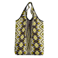 Yellow Aotearoa Tukutuku and Poutama Motif Grocery Bag LT03 - Polynesian Pride