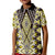 Yellow Aotearoa Tukutuku and Poutama Motif Kid Polo Shirt