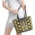 Yellow Aotearoa Tukutuku and Poutama Motif Leather Tote Bag