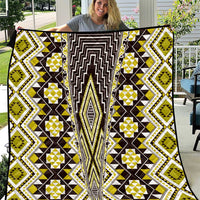 Yellow Aotearoa Tukutuku and Poutama Motif Quilt LT03 Yellow - Polynesian Pride