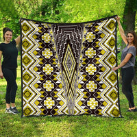 Yellow Aotearoa Tukutuku and Poutama Motif Quilt LT03 - Polynesian Pride