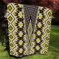 Yellow Aotearoa Tukutuku and Poutama Motif Quilt LT03 - Polynesian Pride