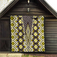 Yellow Aotearoa Tukutuku and Poutama Motif Quilt LT03 - Polynesian Pride
