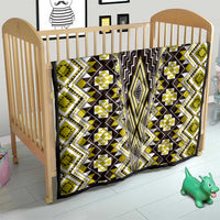 Yellow Aotearoa Tukutuku and Poutama Motif Quilt LT03 - Polynesian Pride
