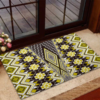 Yellow Aotearoa Tukutuku and Poutama Motif Rubber Doormat LT03 - Polynesian Pride