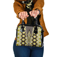 Yellow Aotearoa Tukutuku and Poutama Motif Shoulder Handbag LT03 One Size Yellow - Polynesian Pride