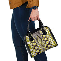 Yellow Aotearoa Tukutuku and Poutama Motif Shoulder Handbag LT03 - Polynesian Pride