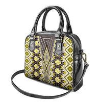 Yellow Aotearoa Tukutuku and Poutama Motif Shoulder Handbag LT03 - Polynesian Pride